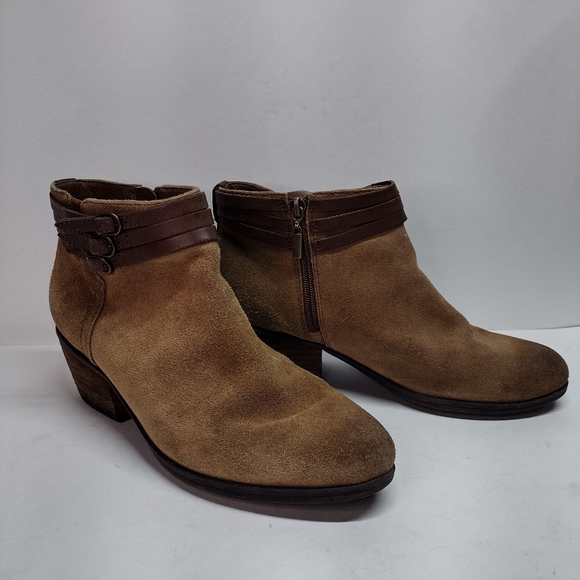 Clarks Collection Ankle Boots Women 8 M Brown Leather Block Heel 3 Strap 20701 - Picture 3 of 11